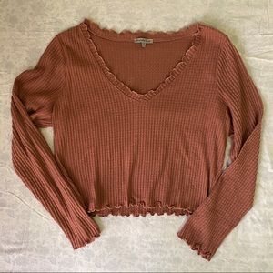 charlotte russe lettuce ribbed cropped long sleeve